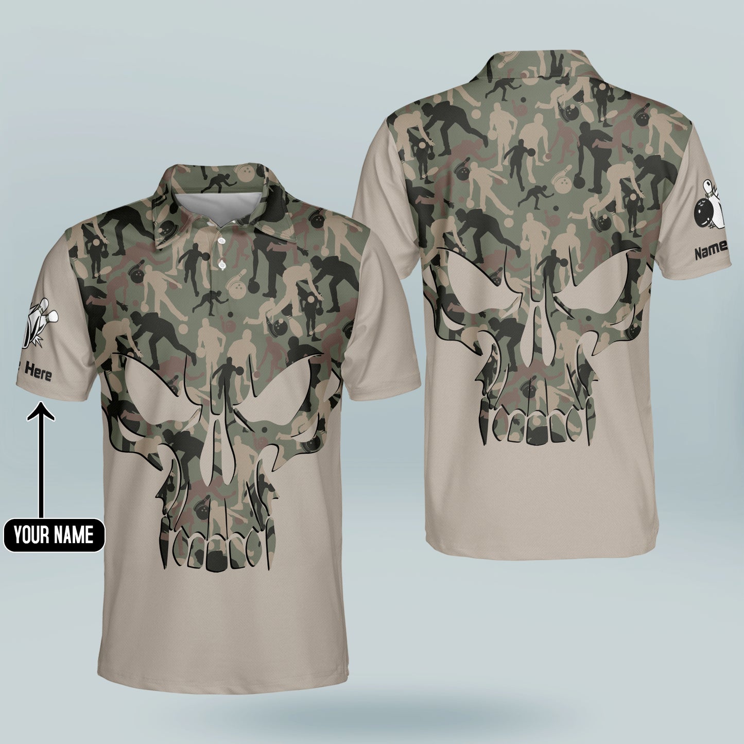 Custom Skull Bowling Shirts Camo BM0120