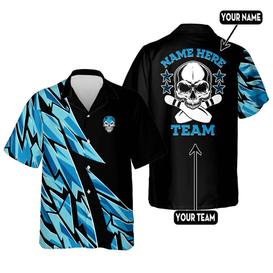 Custom Blue Skull Casual Hawaiian Shirt HB0075