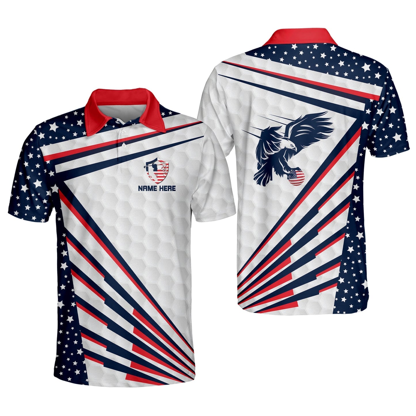 Eagle American Flag Golf Polo Shirt GM0272