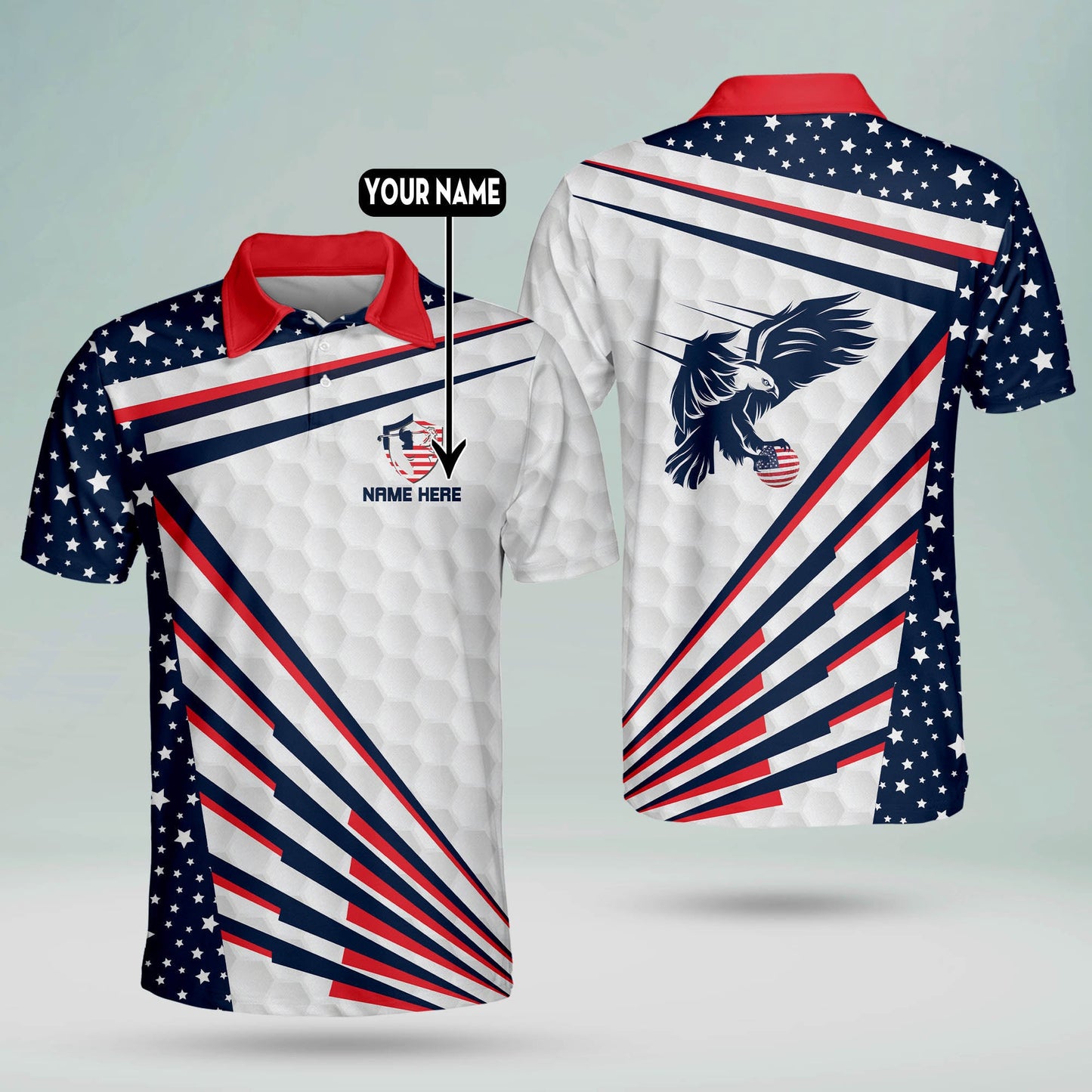 Eagle American Flag Golf Polo Shirt GM0272