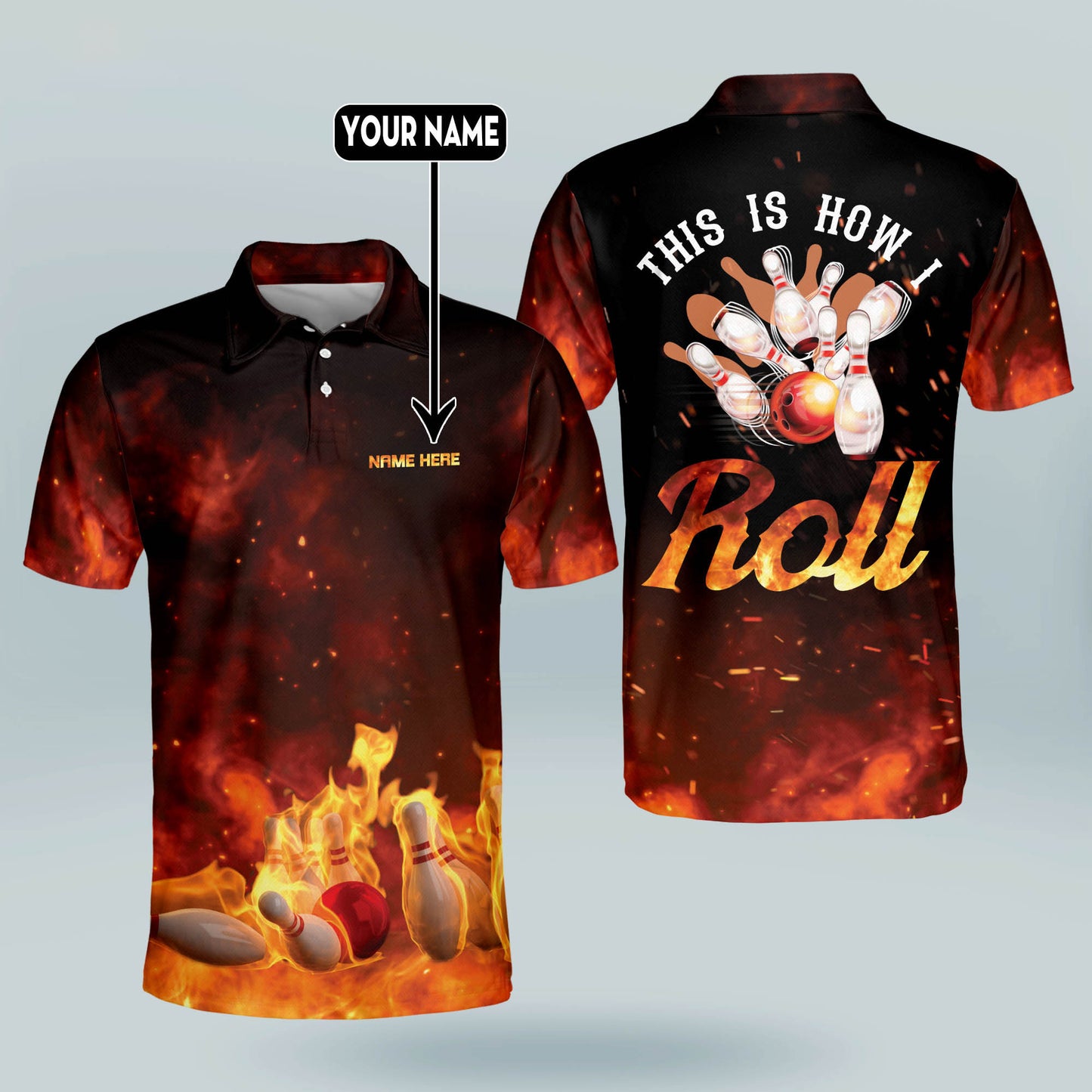 Custom Flame Bowling Shirt Retro BM0101