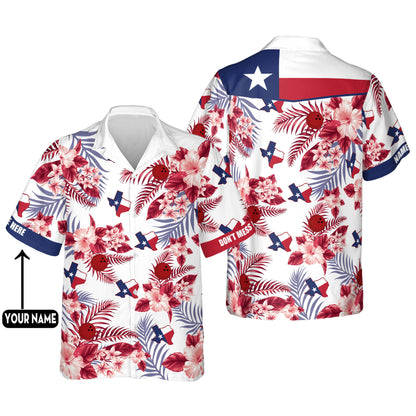 Custom Don't Mess Texas Flag Tropical Bowling Hawaiian Shirt For Men, Custom Texas Flag Bowling Shirts HB0094