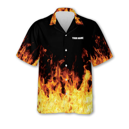 Custom Flame Bowling Hawaiian Shirt For Men, Custom Flame Bowling Team Shirt HB0010