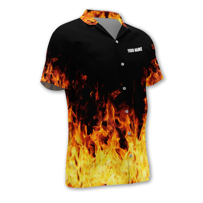 Custom Flame Bowling Hawaiian Shirt For Men, Custom Flame Bowling Team Shirt HB0010