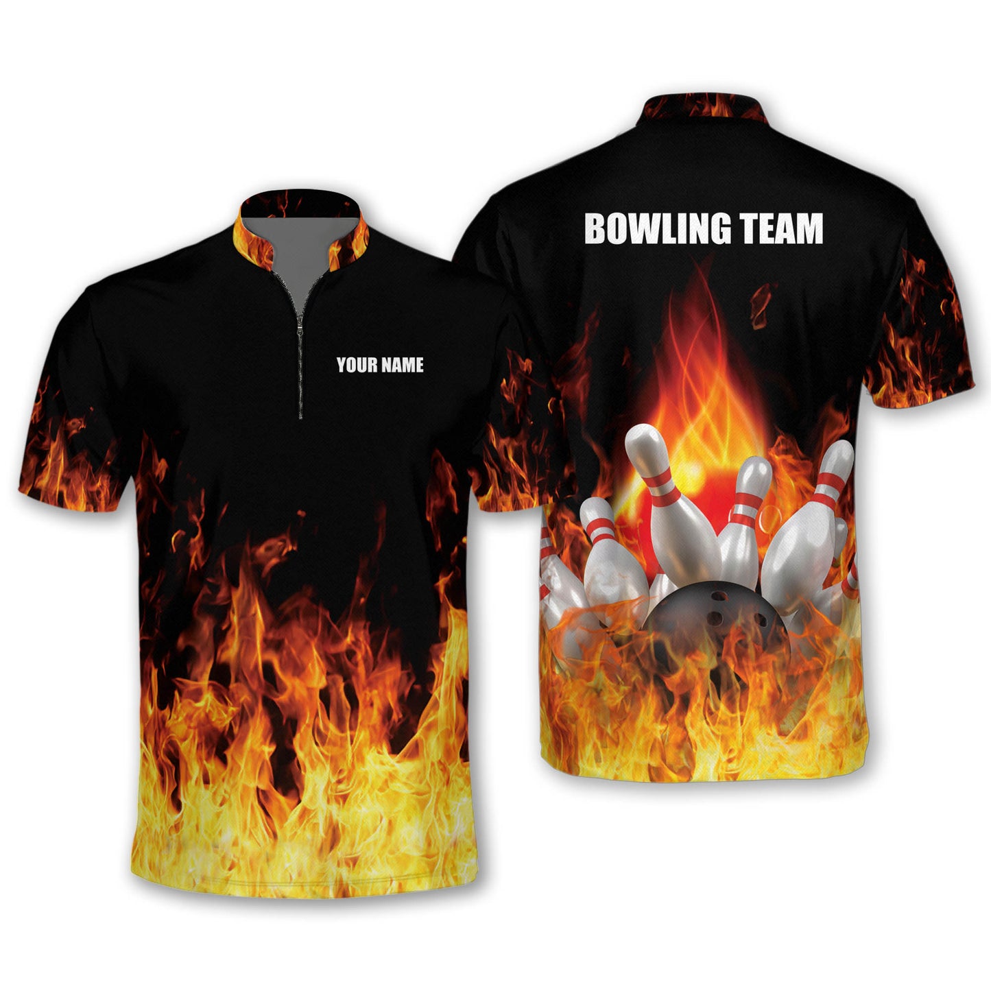 Custom Flame Bowling Jersey Shirt For Men, Custom Team Flame Bowling Shirt BM0298