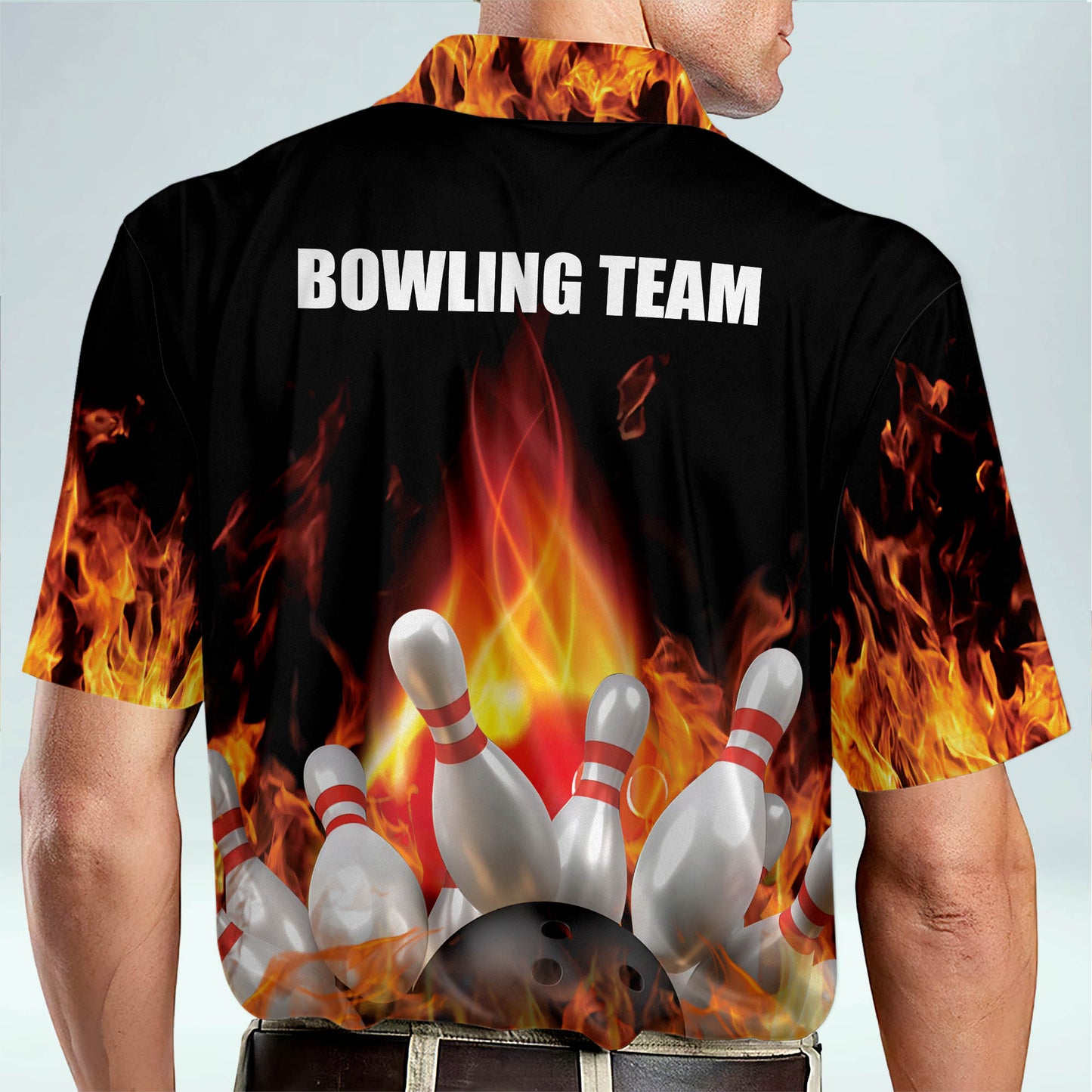 Custom Crazy Fire Bowling Team Shirt BM0043