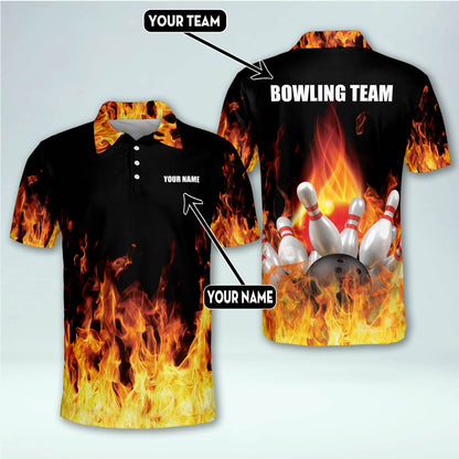 Custom Crazy Fire Bowling Team Shirt BM0043