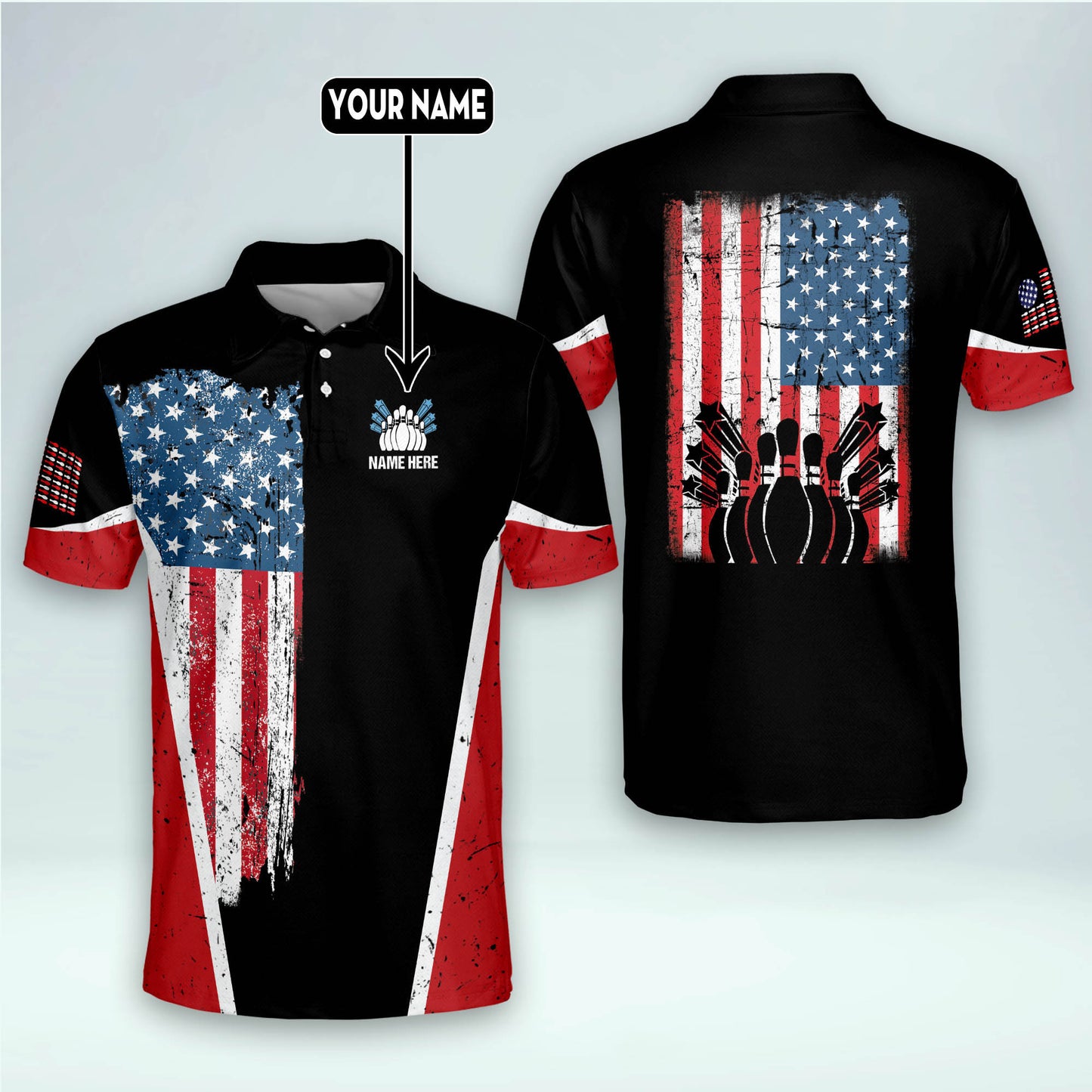 Custom American Flag Bowling Shirts BM0053