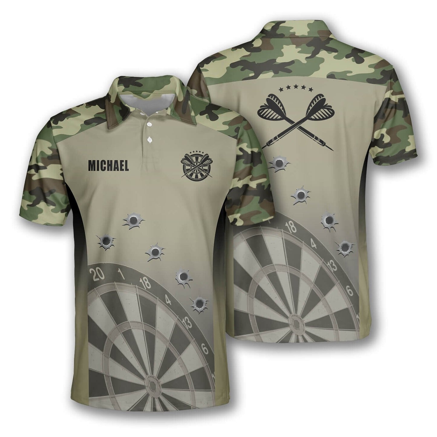 3D All Over Print Camo Dart Polo Shirt, Funny Throw All Miss Dart Shirt, Dart Gift DMO0025