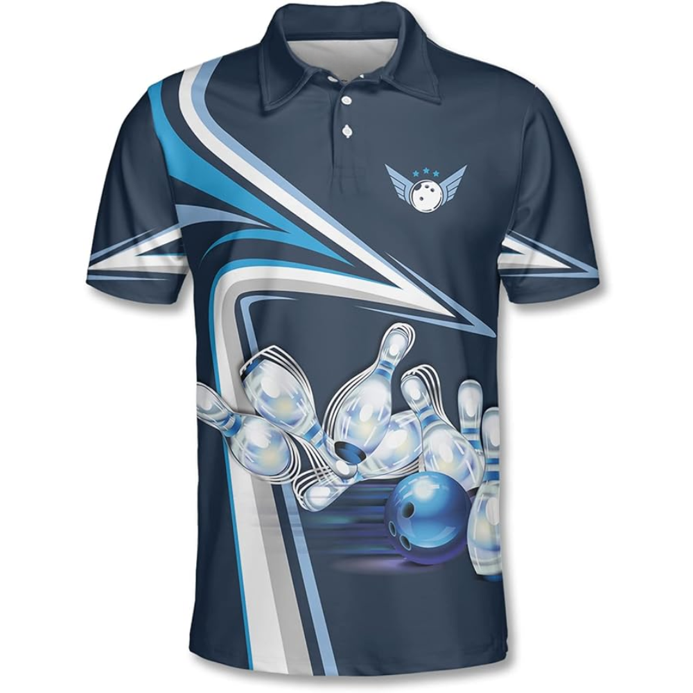 Move Over Boys Let This Old Man Show You How To Bowl Bowling Polo Shirt For Men, Funny Blue Bowling Shirt BZ0115