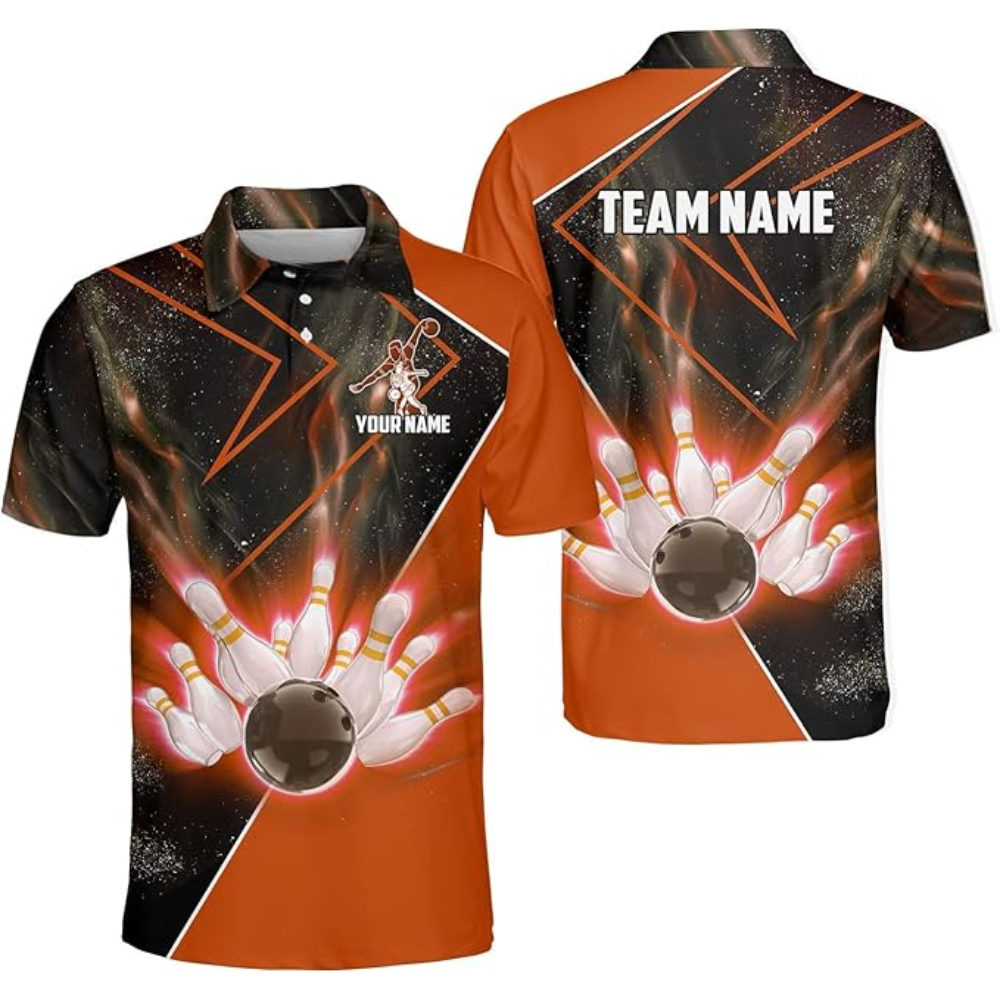 Custom Black And Red Team Bowling Polo Shirt For Men, Custom Bowling Shirt BZ0124