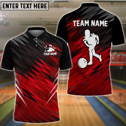 Custom Black And Red Team Bowling Polo Shirt For Men, Custom Bowling Shirt BE0033