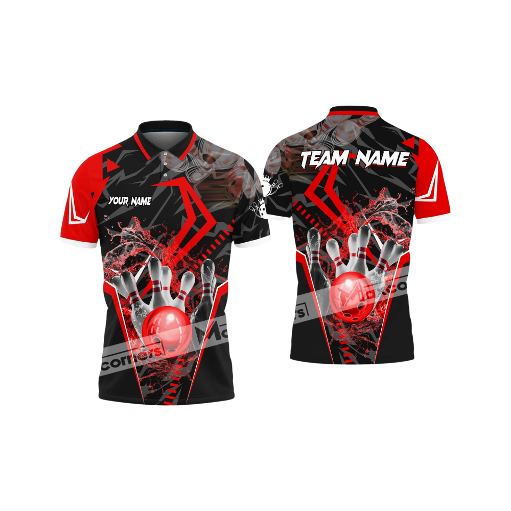 Custom Team Black And Purple Bowling Polo Shirt For Men, Custom Team Bowling Shirt BA0008