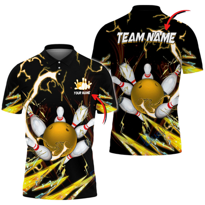 Custom Black And Yellow Team Bowling Polo Shirt For Men, Custom Team Bowling Shirt BE0042