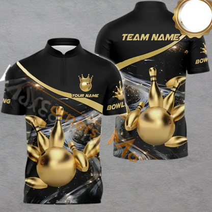 Custom Team Black And Blue Jersey Shirt For Men, Custom Team Bowling Shirt BA0011