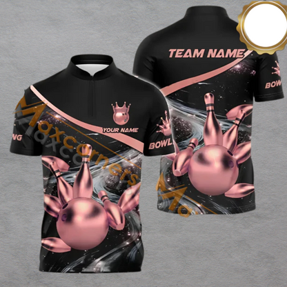 Custom Team Black And Blue Jersey Shirt For Men, Custom Team Bowling Shirt BA0011