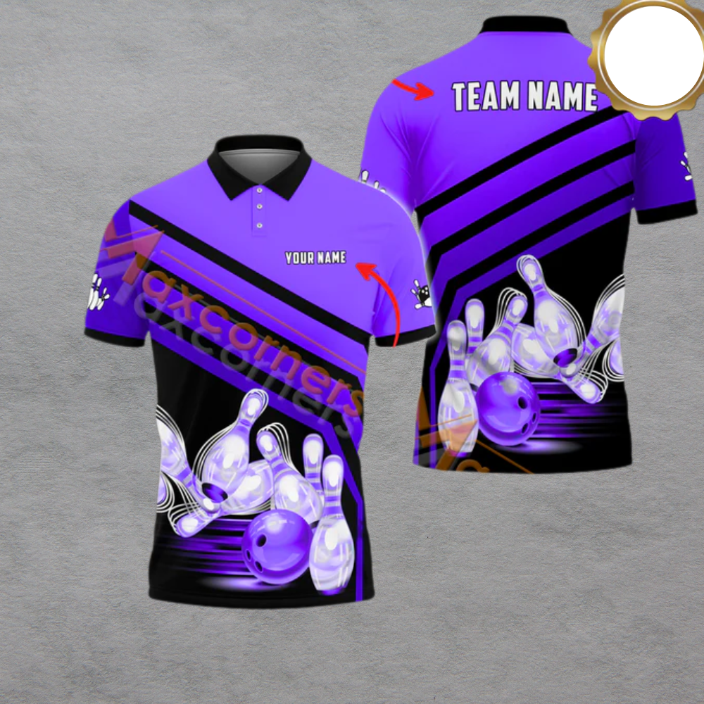 Custom Team Black And Orange Bowling Polo Shirt For Men, Custom Team Bowling Shirt BA0019