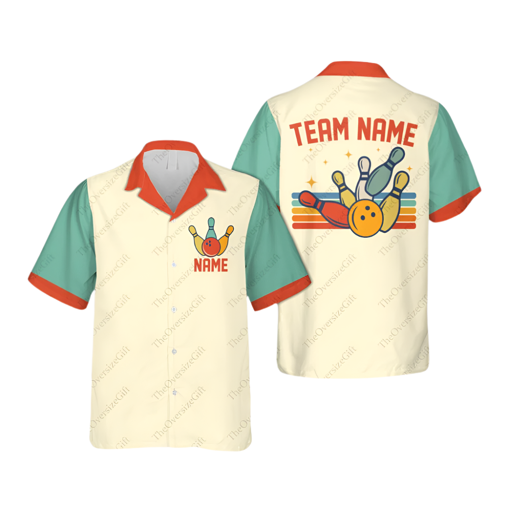 Custom Red Team Bowling Hawaiian Shirt For Men And Women, Custom Retro Bowling Team Shirts BE0038