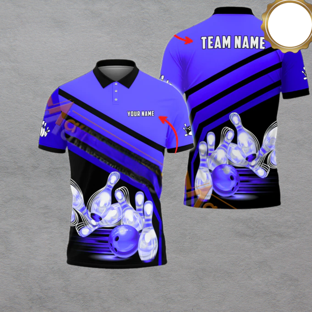 Custom Team Black And Orange Bowling Polo Shirt For Men, Custom Team Bowling Shirt BA0019