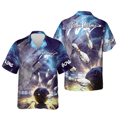 Custom Team Cracked Pin Bowling Hawaiian Shirt For Men, Custom Team Bowling Shirt BE0021