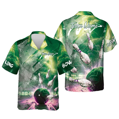 Custom Team Cracked Pin Bowling Hawaiian Shirt For Men, Custom Team Bowling Shirt BE0021