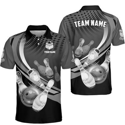 Custom Black and Red Team Bowling Polo Shirt For Men, Custom Bowling Shirt BZ0125