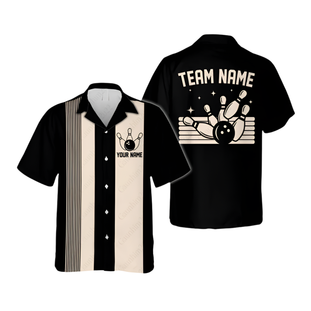 Custom Vintage Bowling Hawaiian Shirt For Men, Custom Team Vintage Bowling Shirt BE0012