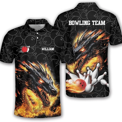 Custom Dragon Bowling Polo Shirt For Men, Custom Dragon Bowling Team Shirts BZ0045