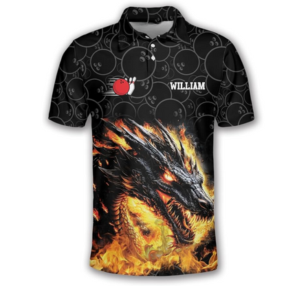 Custom Dragon Bowling Polo Shirt For Men, Custom Dragon Bowling Team Shirts BZ0045