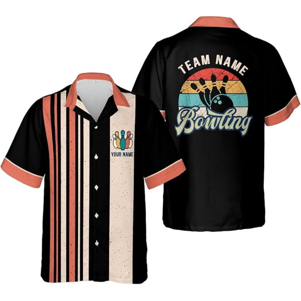 Custom Vintage Bowling Hawaiian Shirt For Men and Women, Custom Teal Bowling Team Shirt Vintage BZ0021