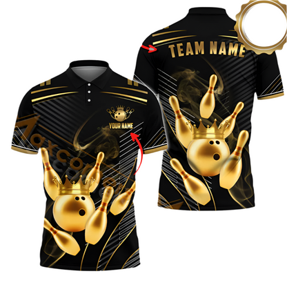 Custom Team Black And Yellow Bowling Polo Shirt For Men, Custom Team Bowling Shirt BA0007