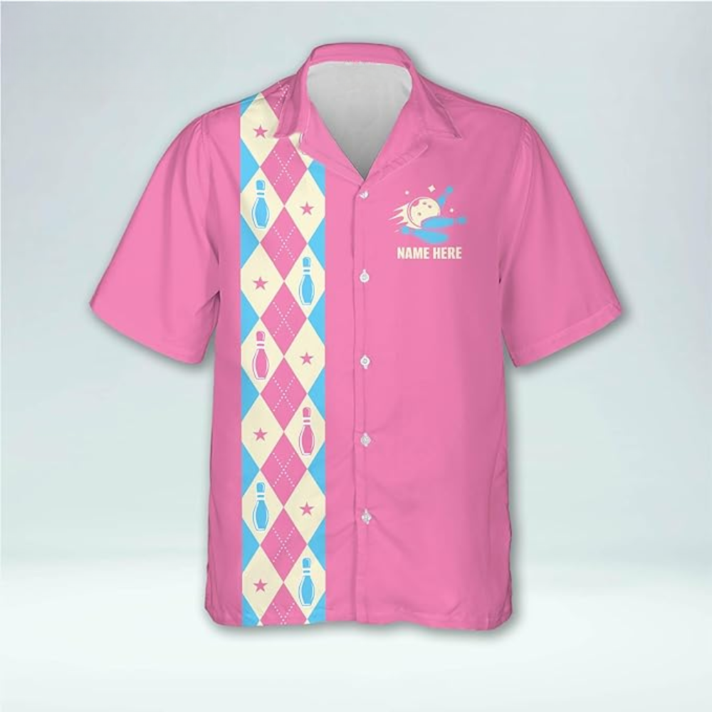 Custom Splits'n Giggles Bowling Hawaiian Shirt For Women, Custom Funny Pink Bowling Shirt HW0179