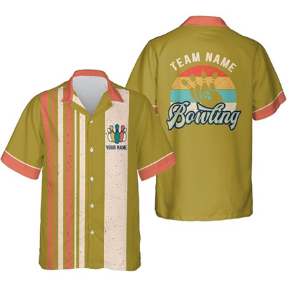 Custom Vintage Bowling Hawaiian Shirt For Men and Women, Custom Teal Bowling Team Shirt Vintage BZ0021