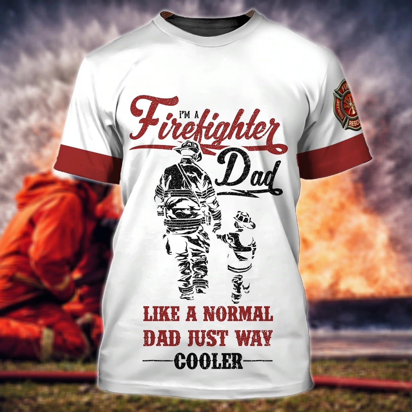 Firefighter Dad 3D Full Print T Shirt Hoodie Dad And Son Sublimation Shirt Gift For Firefighter Men Dad TO0175