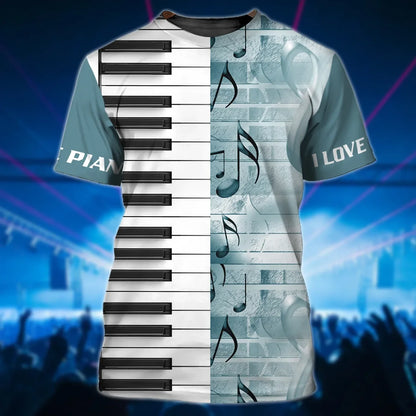 3D All Over Print Piano T Shirt, I Love Piano 3D Hoodie Shirts, Gift For Guitar Men Woman TO2848