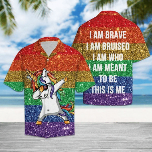 Unicorn LGBT i am brave Hawaiian Shirt HO1421