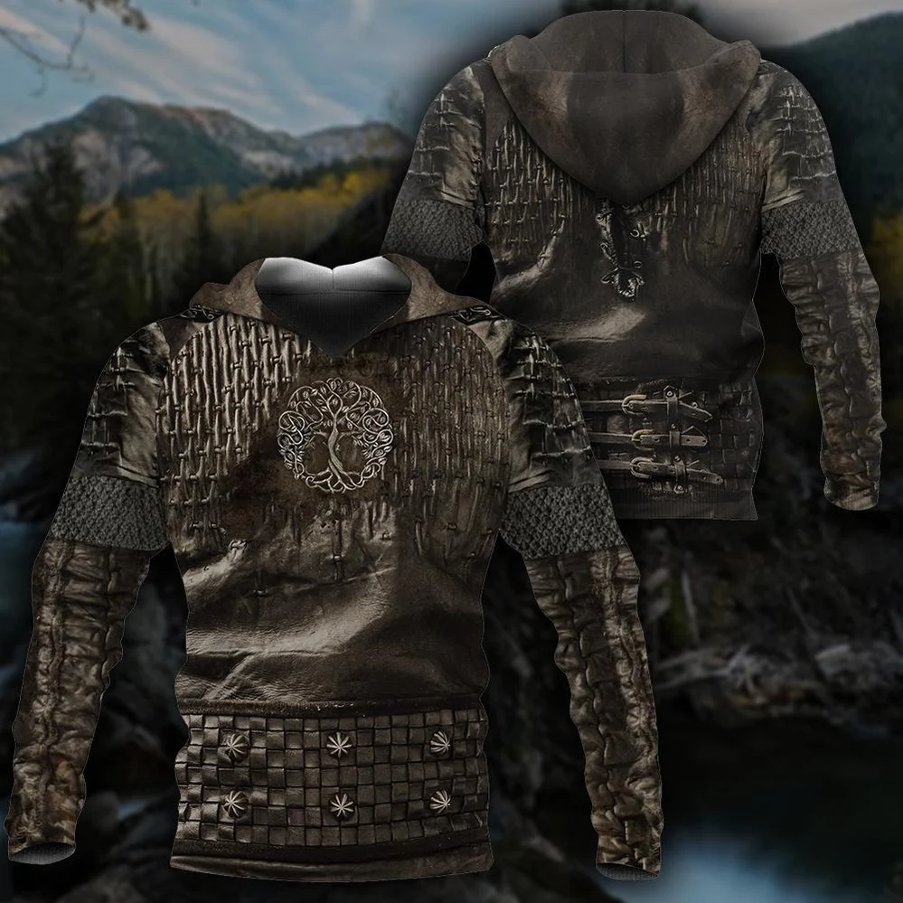 Tree of Life Irish Armor Knight Warrior Chainmail Shirts For Men and Women, St Patrick's Day Hoodie PO0249