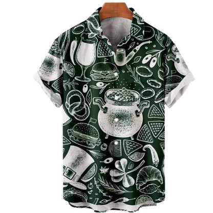 Mens St. Patrick's Day 3D Hawaiian Shirt, Shamrock Shirt, Irish hawaiian Shirt PO0138