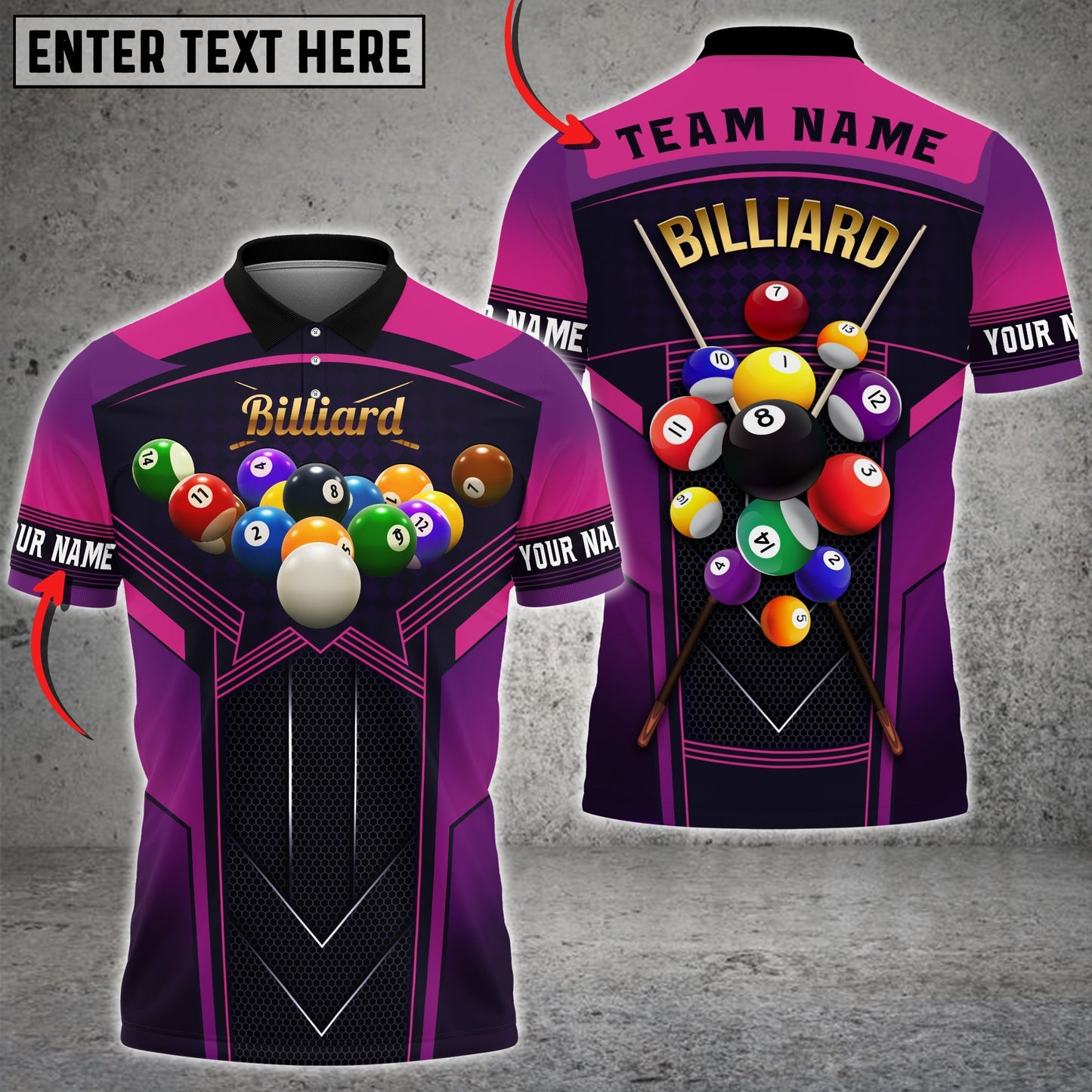 Tendpins Personalized Billiard Ball Team Polo Shirt BIA0030