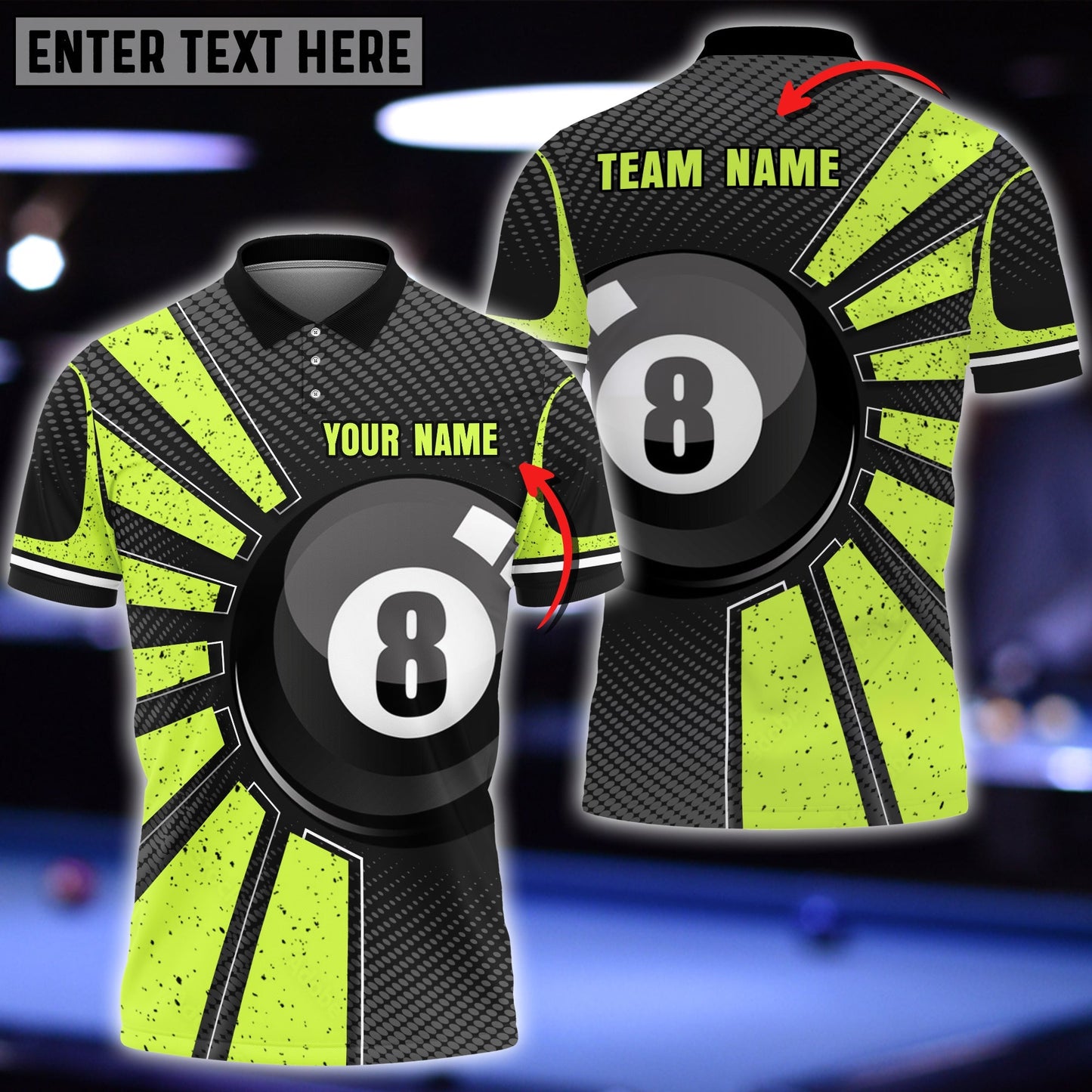 Tendpins Billiards Ball 8 Colourful Personalized Name 3D Polo Shirt BIA0100