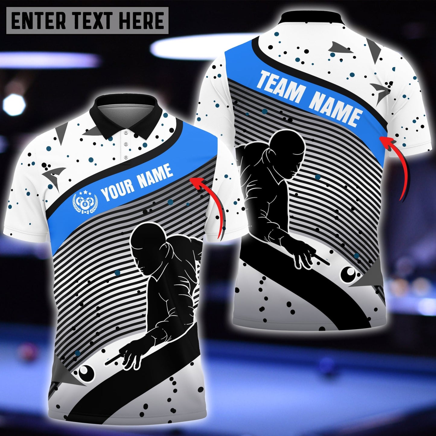 Tendpins Personalized Name, Team Name Billiard Ball Player 3D Shirt BIA0627