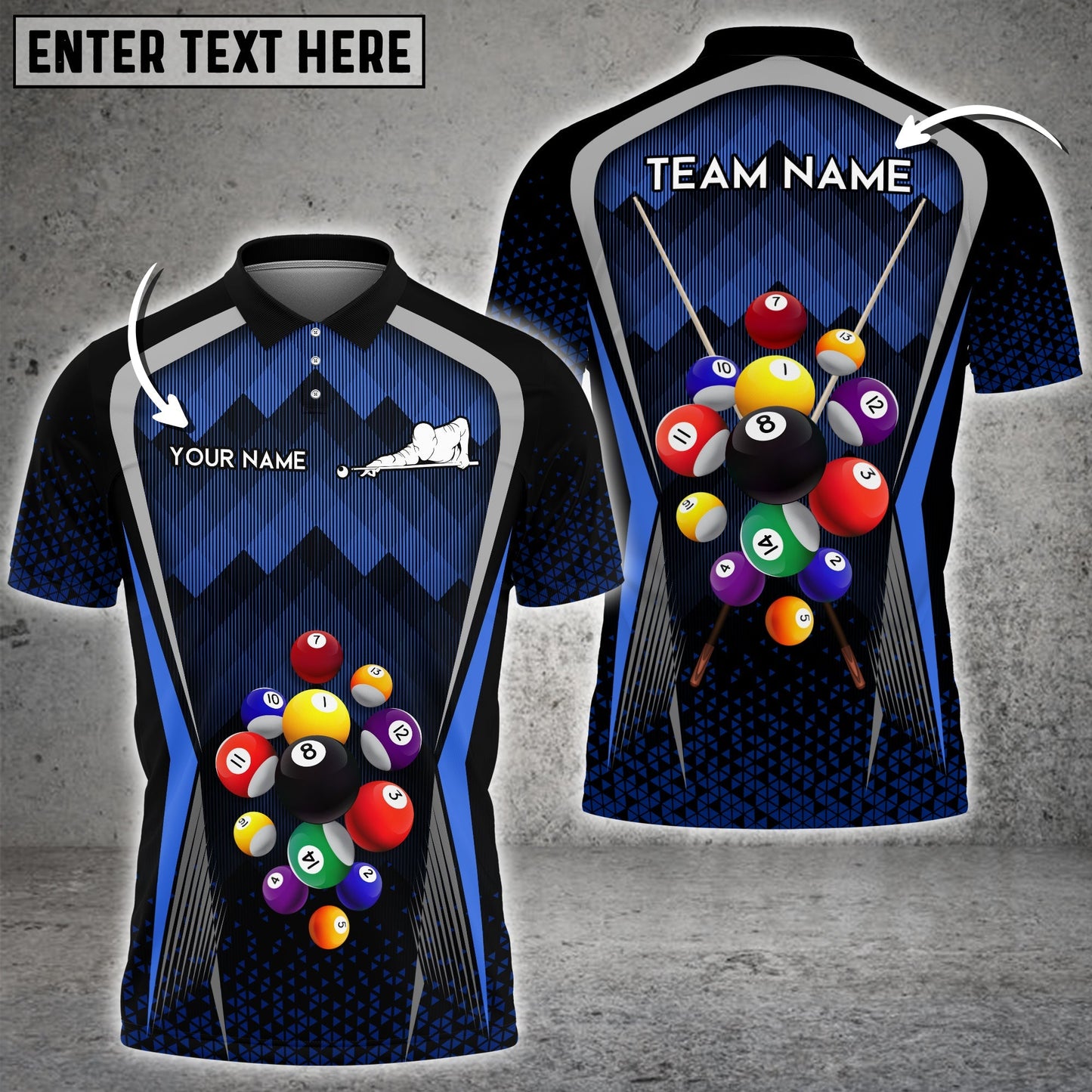 Tendpins Personalized Team Name Billiards Ball Colourful Polo Shirt BIA0178