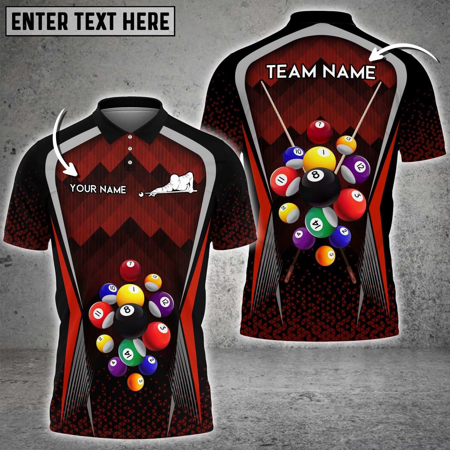 Tendpins Personalized Team Name Billiards Ball Colourful Polo Shirt BIA0178