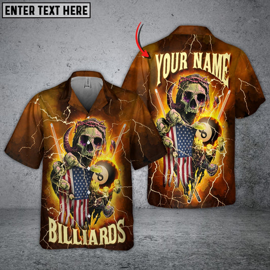 Tendpins Skull Fire Billiard Balls Personalized Name Hawaiian Shirt BIA0651