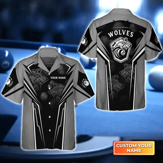 Wolf Team Pool Eight Ball Billiard 3D Hawaiian Shirt, billiard team uniform, Gift For Billiard Players HO4097