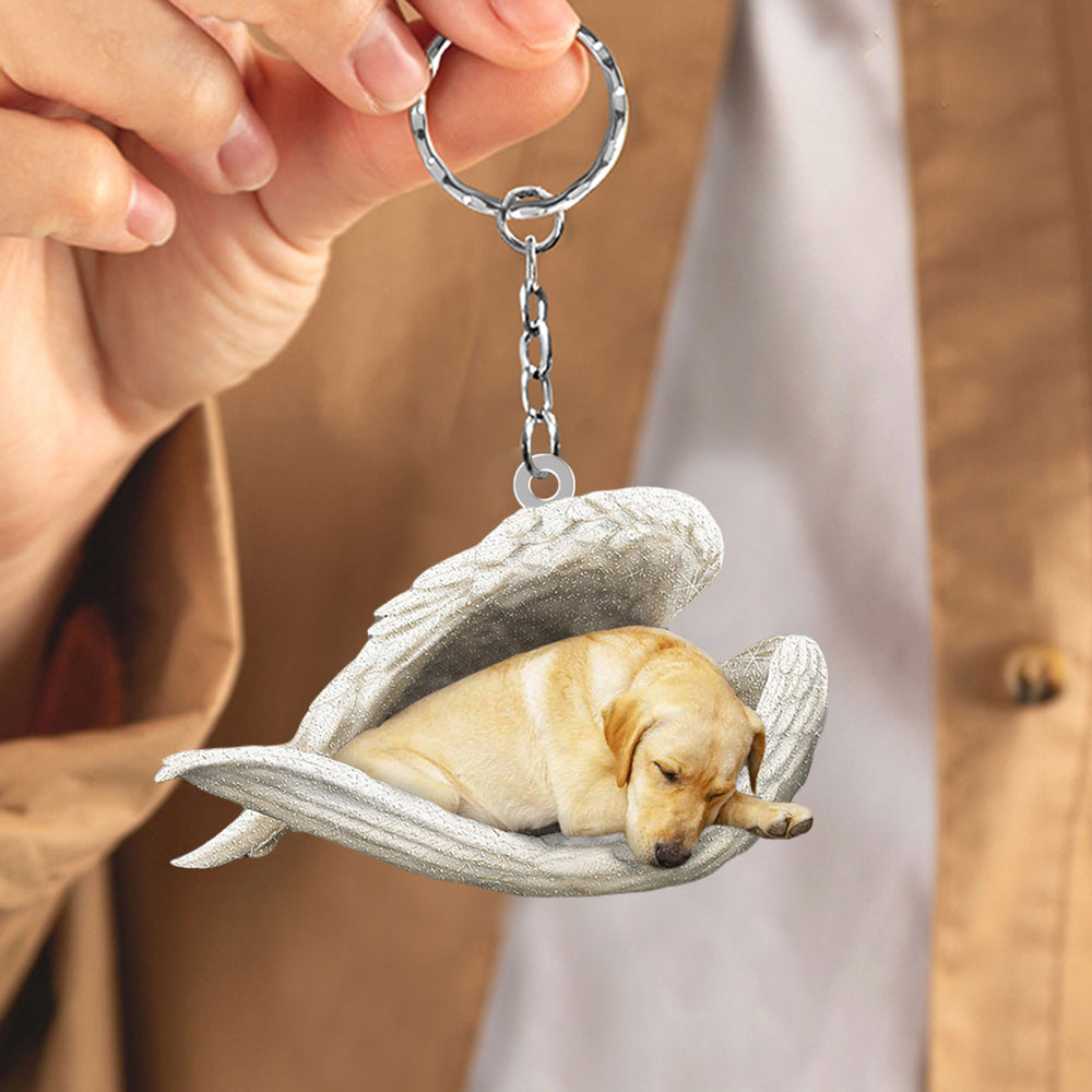 Yellow Labrador Sleeping Angel Acrylic Keychain Dog Sleeping keychain KO0161