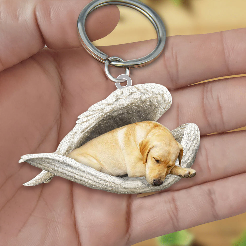 Yellow Labrador Sleeping Angel Acrylic Keychain Dog Sleeping keychain KO0161