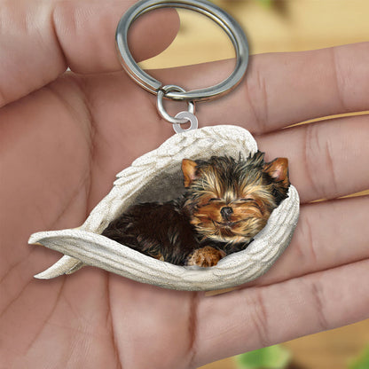 Yorkshire Terrier Sleeping Angel Acrylic Keychain Dog Sleeping keychain KO0158