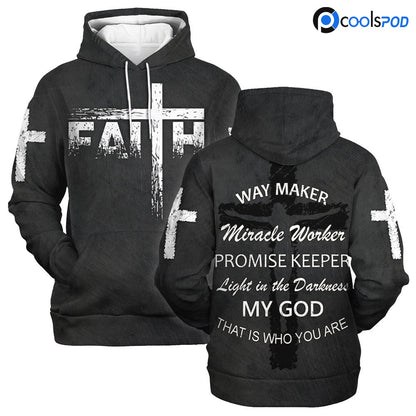 Religious Jesus 3D Hoodie Way Maker God Hoodie Miracle Worker Faith Hoodie SO0458