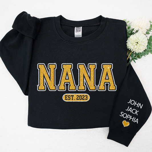 Glitter Nana Est Custom Nana Mimi Grandma With Kids Sweatshirt SO1117